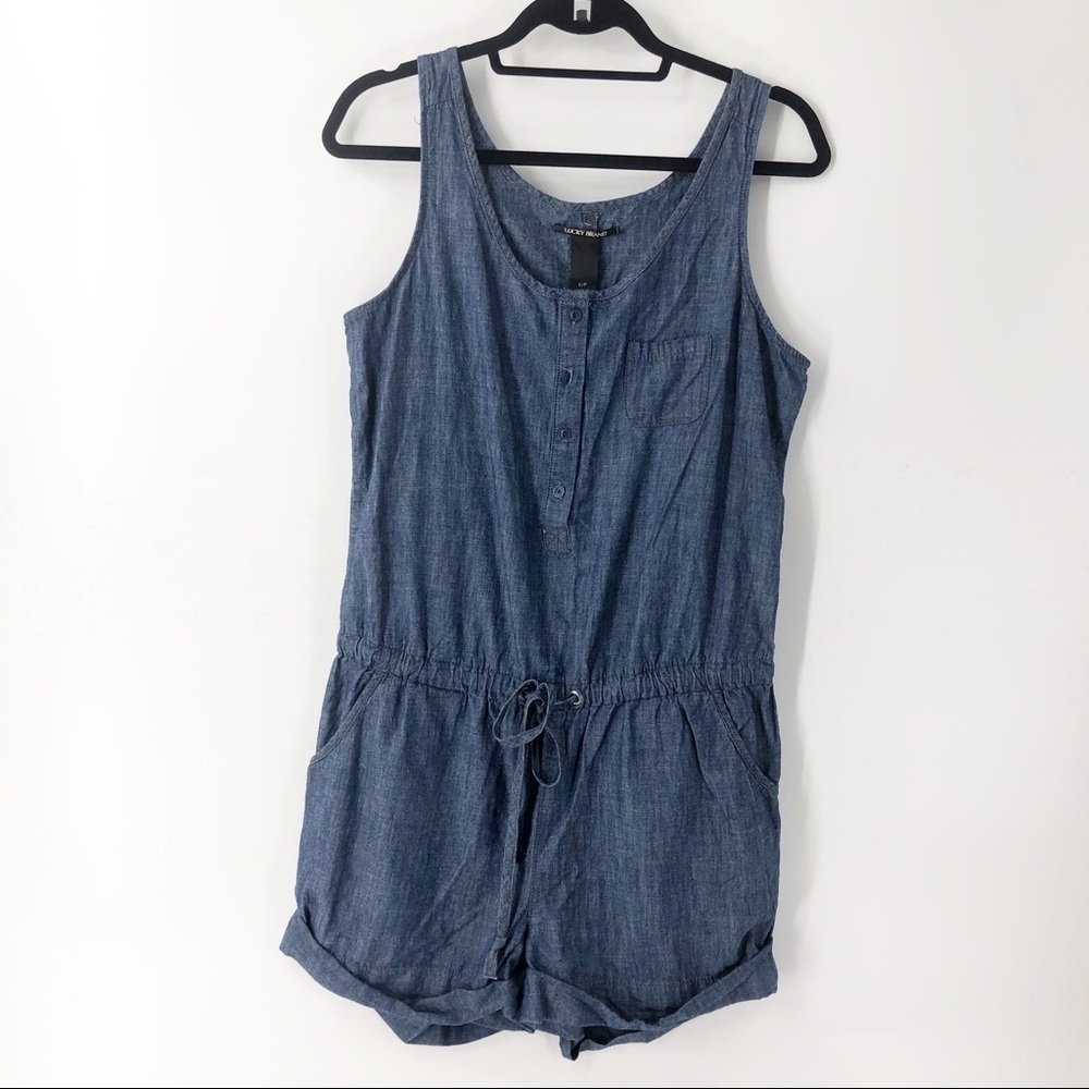 ✅ LUCKY BRAND CHAMBRAY SLEEVELESS‎ ROMPER SMALL